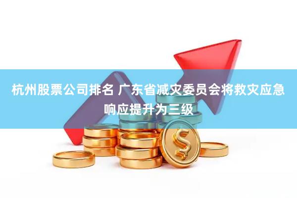 杭州股票公司排名 广东省减灾委员会将救灾应急响应提升为三级